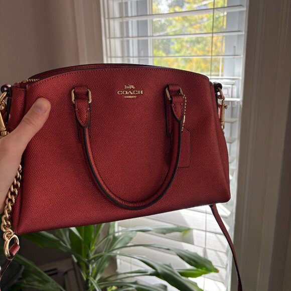 Coach Mini Sage Carryall Purse, Metallic Ruby Red Crossbody Handbag - Picture 10 of 10